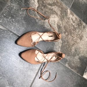 Jennifer Lopez ballet flats with ankle wrap